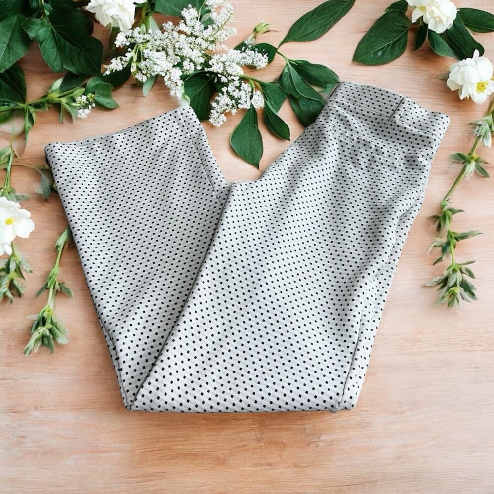 Betabrand Classic Dress Pant Yoga Sz M Straight Leg White Black Square Print